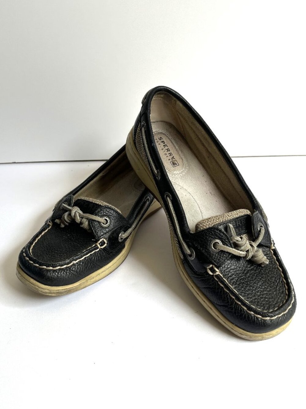 Sperry Angelfish Topsider Leather Black 7M